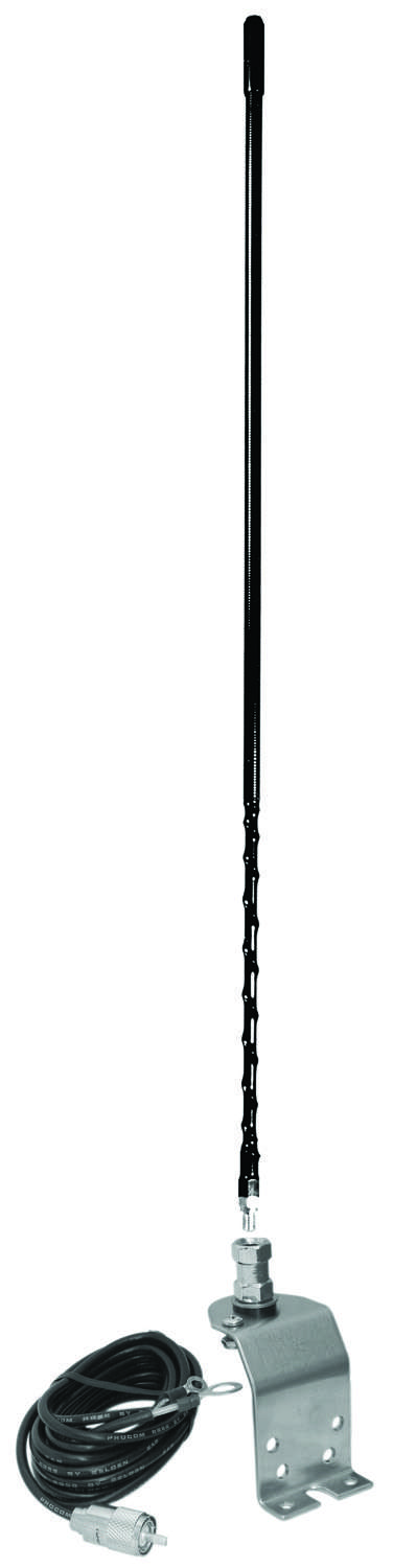 ACCESSORIES UNLIMITED - FENDER OR GROOVE MOUNT 4 FOOT BLACK FLEXIBLE ANTENNA KIT WITH 18 FEET OF COAX CABLE WITH PL259