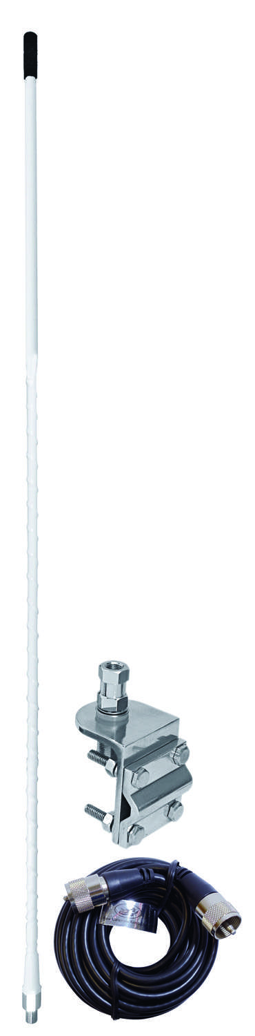 ACCESSORIES UNLIMITED - 4 FOOT WHITE SINGLE 3-WAY SO239 MIRROR MOUNT CB ANTENNA KIT WITH 9' COAX CABLE & PL259 CONNECTOR