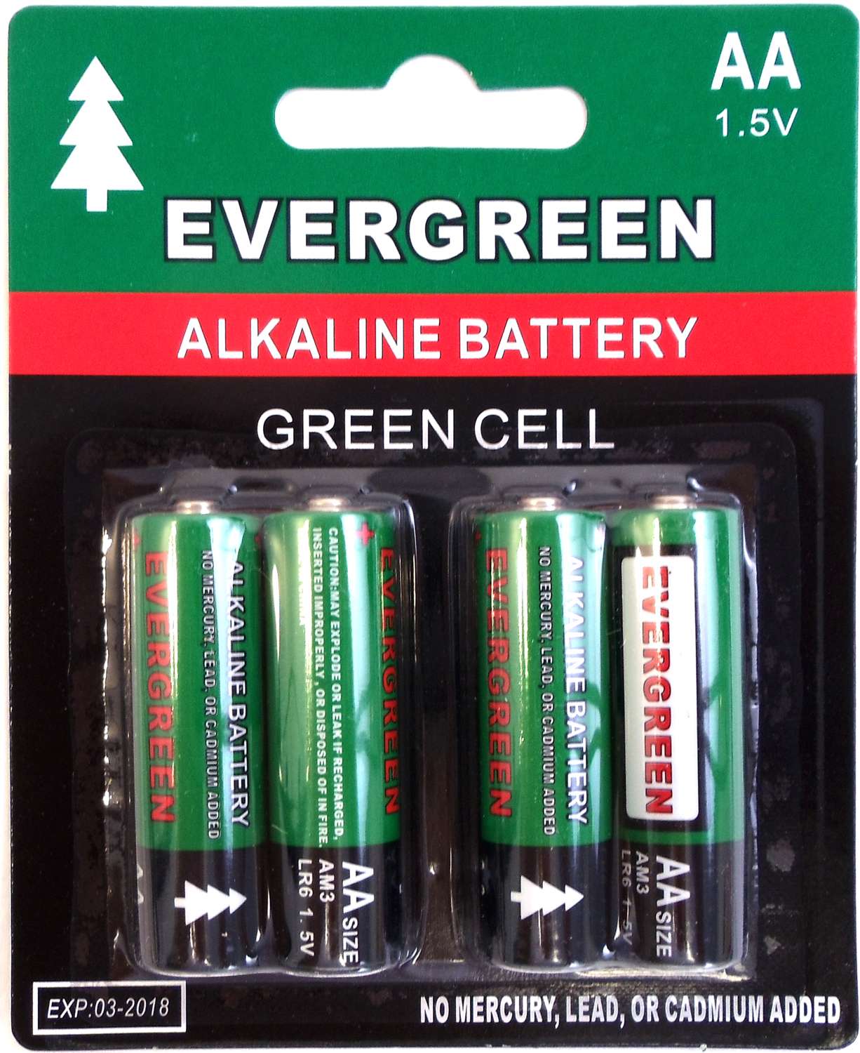 EVERGREEN - EBAA 4 PACK AA CELL ALKALINE BATTERY
