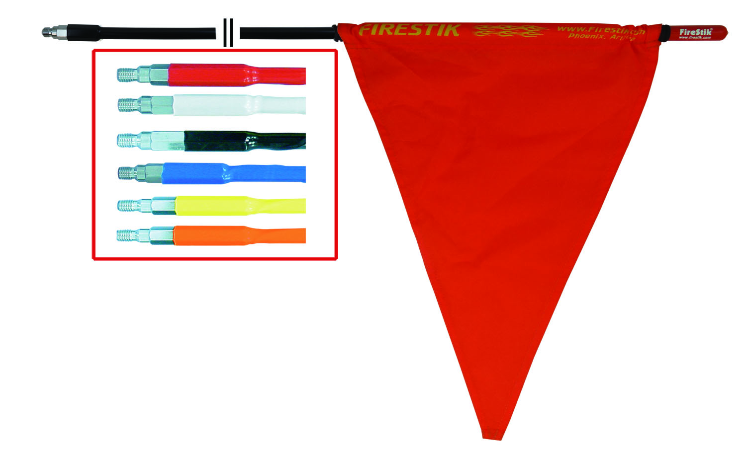 FIRESTIK - F9-Y - 104" TALL - 3/8"X24" THREAD YELLOW MAST WITH ORANGE SAFETY FLAG