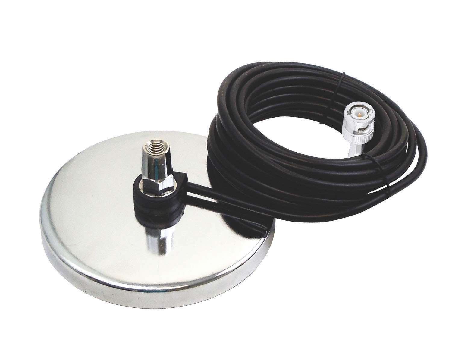 PROCOMM - JBC115BN 5" CHROME MAGNETIC MOUNT WITH 3/8X24 THREAD STUD, 18' COAX CABLE & BNC CONNECTOR
