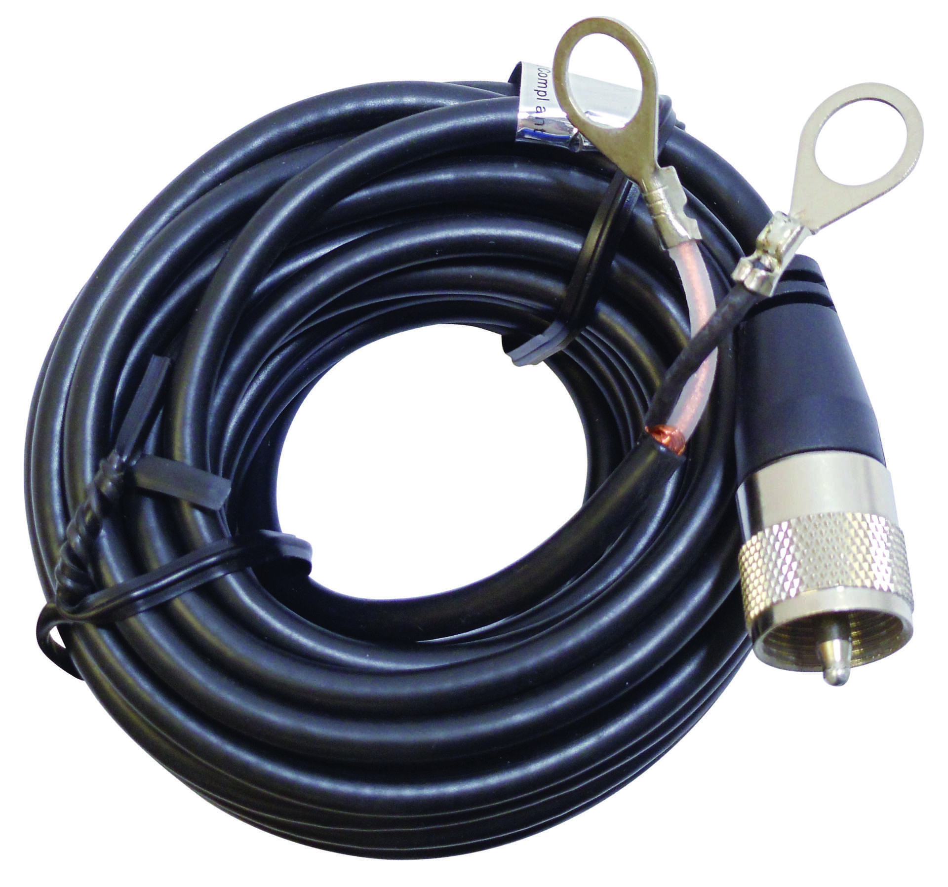 12' RG58AU SINGLE LEAD COAX CABLE WITH 1 MOLDED PL259 AND 2 LUG CONNECTORS (BULK)