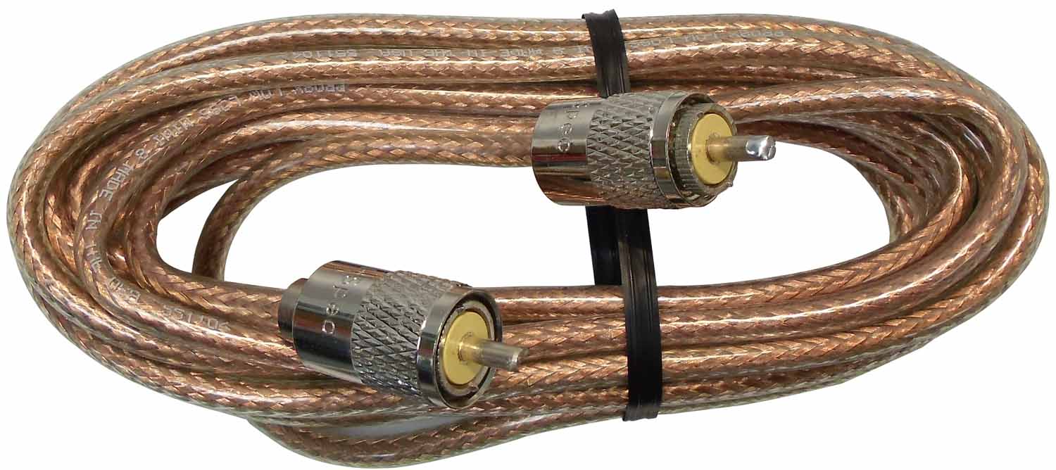 18' RG8X CABLE W/PL259 CONNECTORS CLEAR JACKET