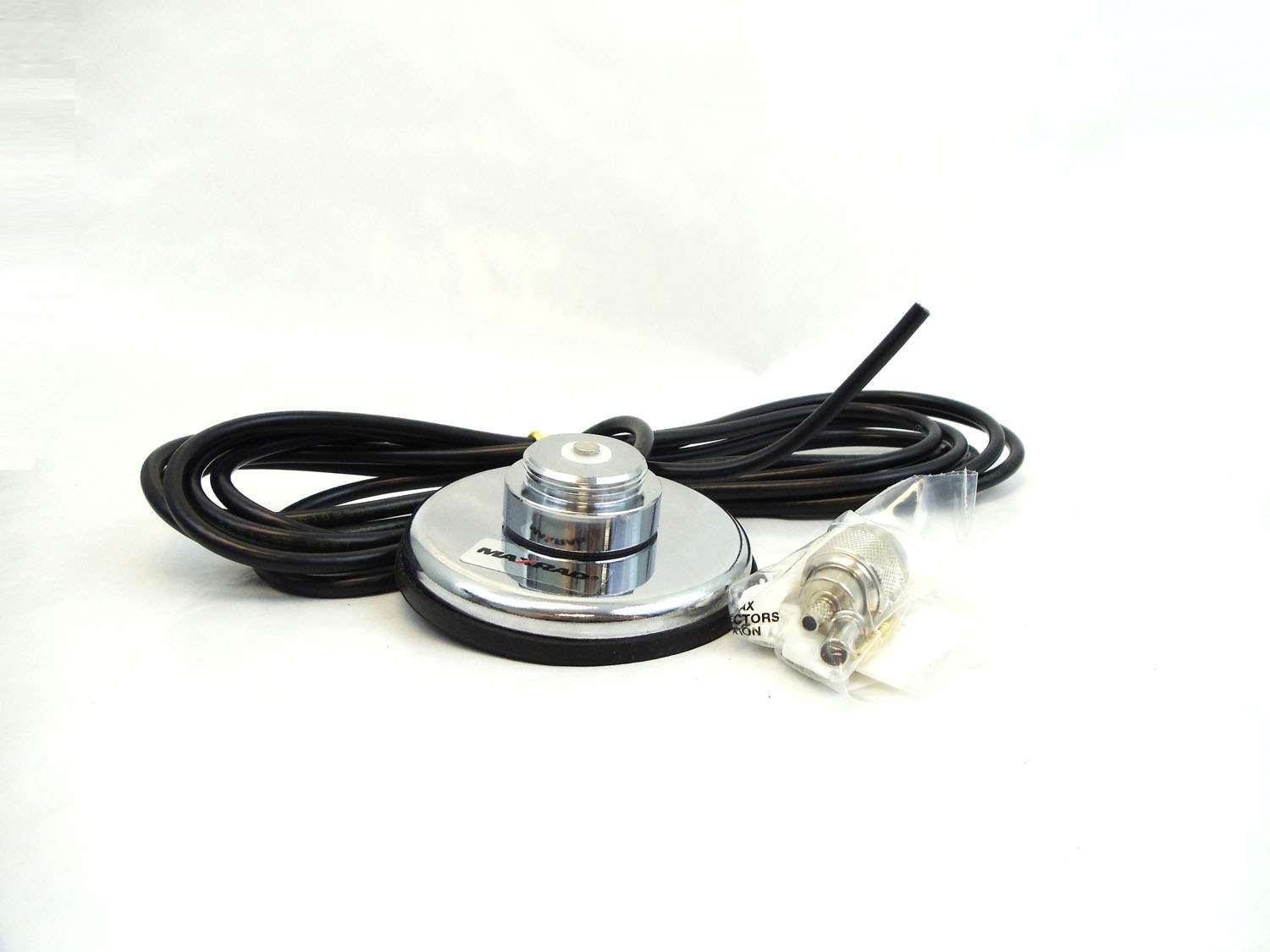 PCTEL/MAXRAD - RGNCP CHROME PLATED 3-1/4" ROUND MAGNET MOUNT WITH RG58/U COAX & LOOSE CRIMP ON "N" CONNECTOR