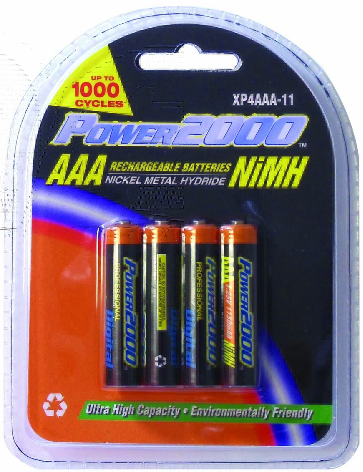 POWER 2000 PERFORMANCE SERIES 1,150mAh 4 PACK "AAA" NICKLE METAL HYDRIDE RECHARGEABLE BATTERIES