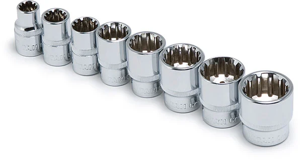 8PC SAE DR SPLINE SOCKET SET 5/16"-3/4"