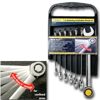 TITAN- 7 PIECE SAE RATCHETING COMBO WRENCH SET 5/16"-3/4", 5 DEGREE SWEEP FOR USE IN TIGHT SPOTS, 72 FINE-TOOTH RATCHET DESIGN FOR FAST PREFORMANCE