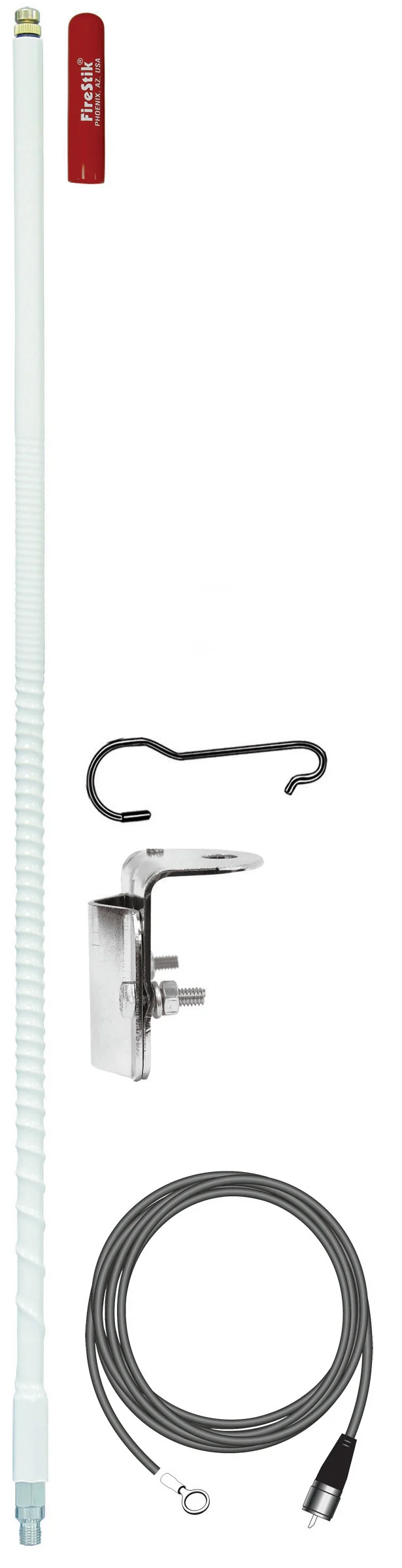 FIRESTIK - FG2648-W 2 FOOT NO GROUND PLANE CB SINGLE MIRROR MOUNT ANTENNA KIT IN WHITE