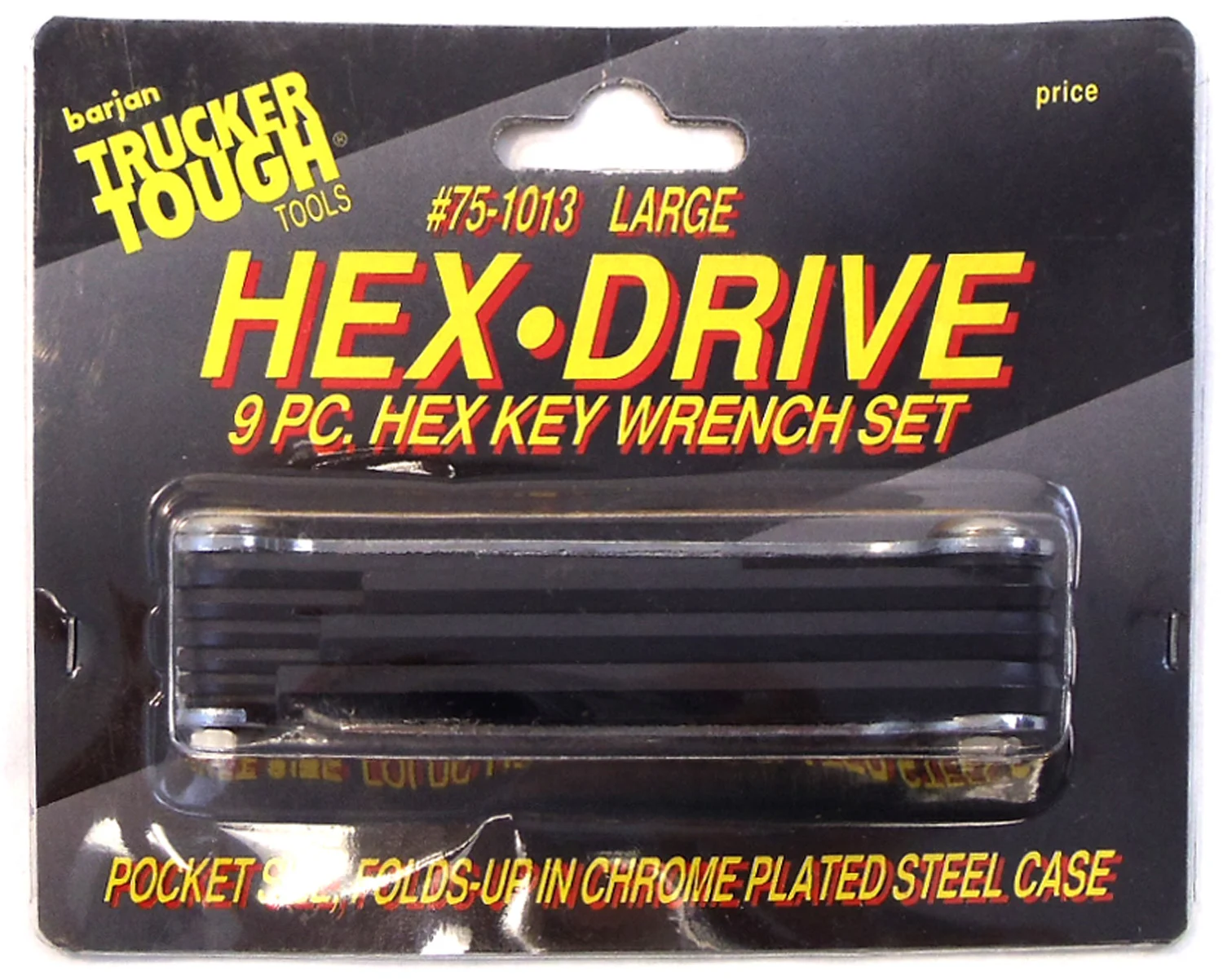 BARJAN 9 PIECE FOLDING POCKET SIZE HEX KEY (ALLEN) WRENCH SET WITH CHROME PLATED STEEL CASE