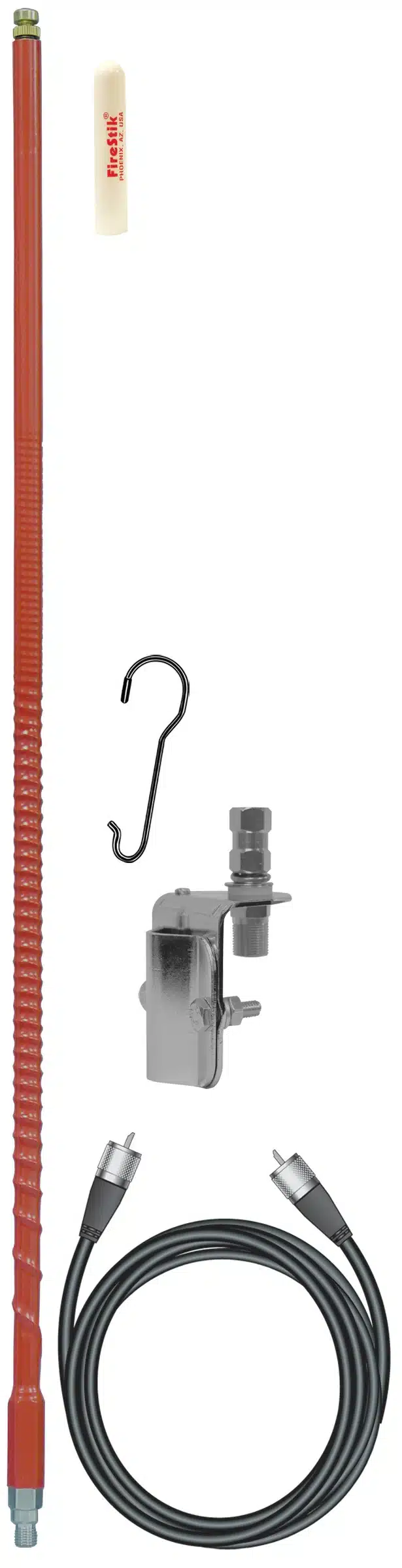 FIRESTIK - FS-SMK 3 FOOT 650 WATT TWIST-TO-TUNE SERIES FIBERGLASS SINGLE MIRROR MOUNT CB ANTENNA KIT IN RED