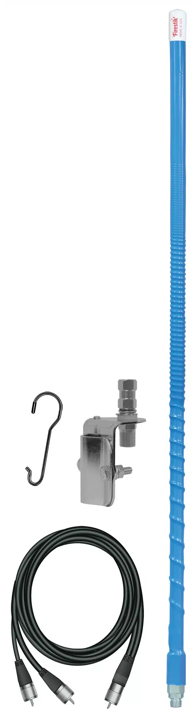 FIRESTIK - KW3-SMK 3 FOOT 300 WATT ORIGINAL SERIES TRIM-TO-TUNE FIBERGLASS SINGLE MIRROR MOUNT CB ANTENNA KIT IN BLUE