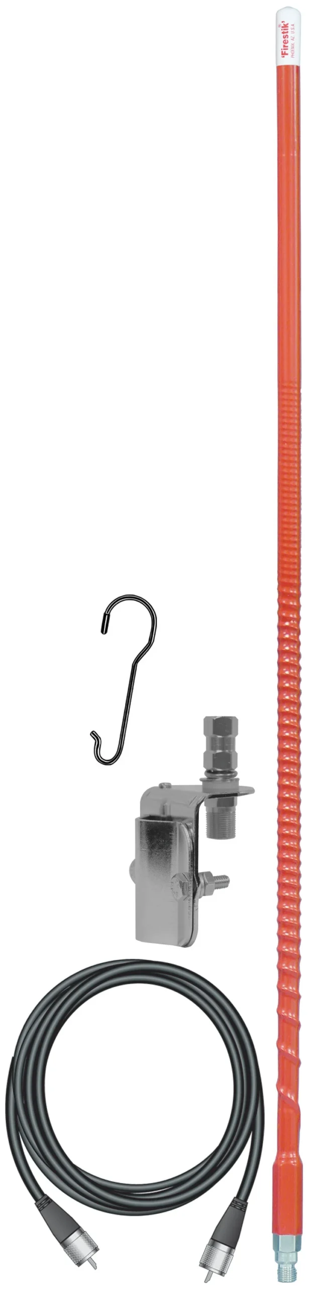 FIRESTIK - KW4-SMK 4 FOOT 400 WATT ORIGINAL SERIES TRIM-TO-TUNE FIBERGLASS SINGLE MIRROR MOUNT CB ANTENNA KIT IN RED