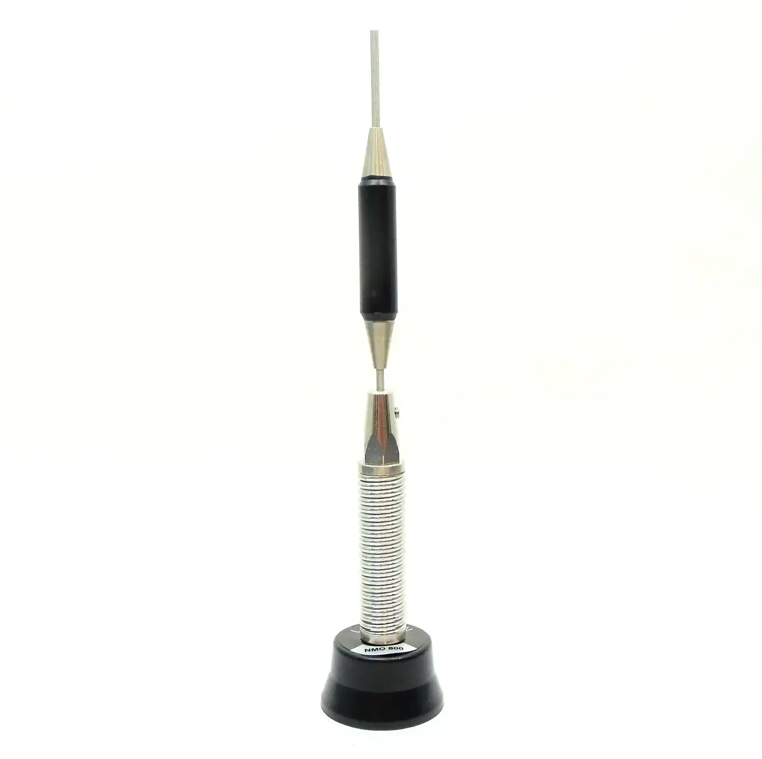 LARSEN - 806-866 MHZ 4.5 DB GAIN ANTENNA WITH BLACK BASE, CHROME SPRING & .100 DIAMETER CHROME ENCLOSED COIL WHIP