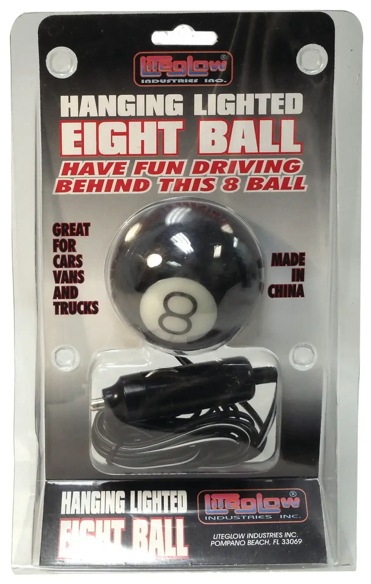 LITE-GLOW - 12 VOLT HANGING LIGHTED EIGHT BALL WITH CIGARETTE PLUG